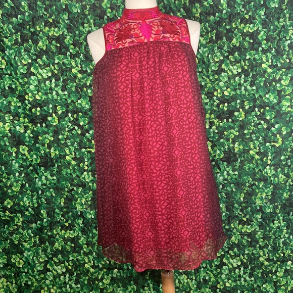 Anthropologie Niki Mahajan Amara Embroidered sheer Sleeveless Swing dress size 2 - Picture 4 of 12